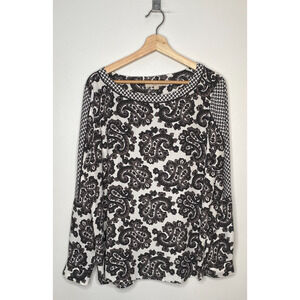 Loft Black & White Paisley Career Blouse – Size Large